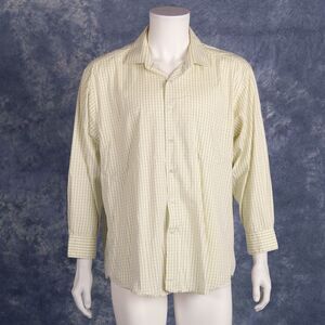 Alfani Performance Dress Shirt XL 17 1/2" 32-33 Green White Grey Check